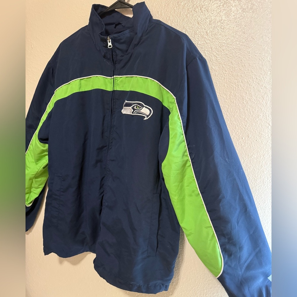 Seattle Seahawks NFL Full Zip Windbreaker Jacket | Blue Green | Large - Picture 3 of 4